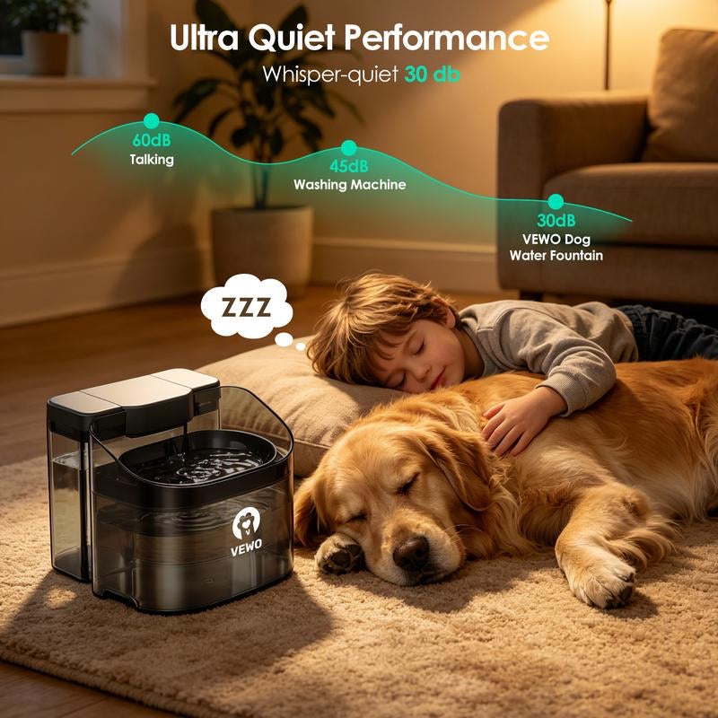 A child asleep against a golden retriever beside the fountain.